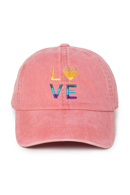 Multi Color Love Emb Cotton Baseball Cap