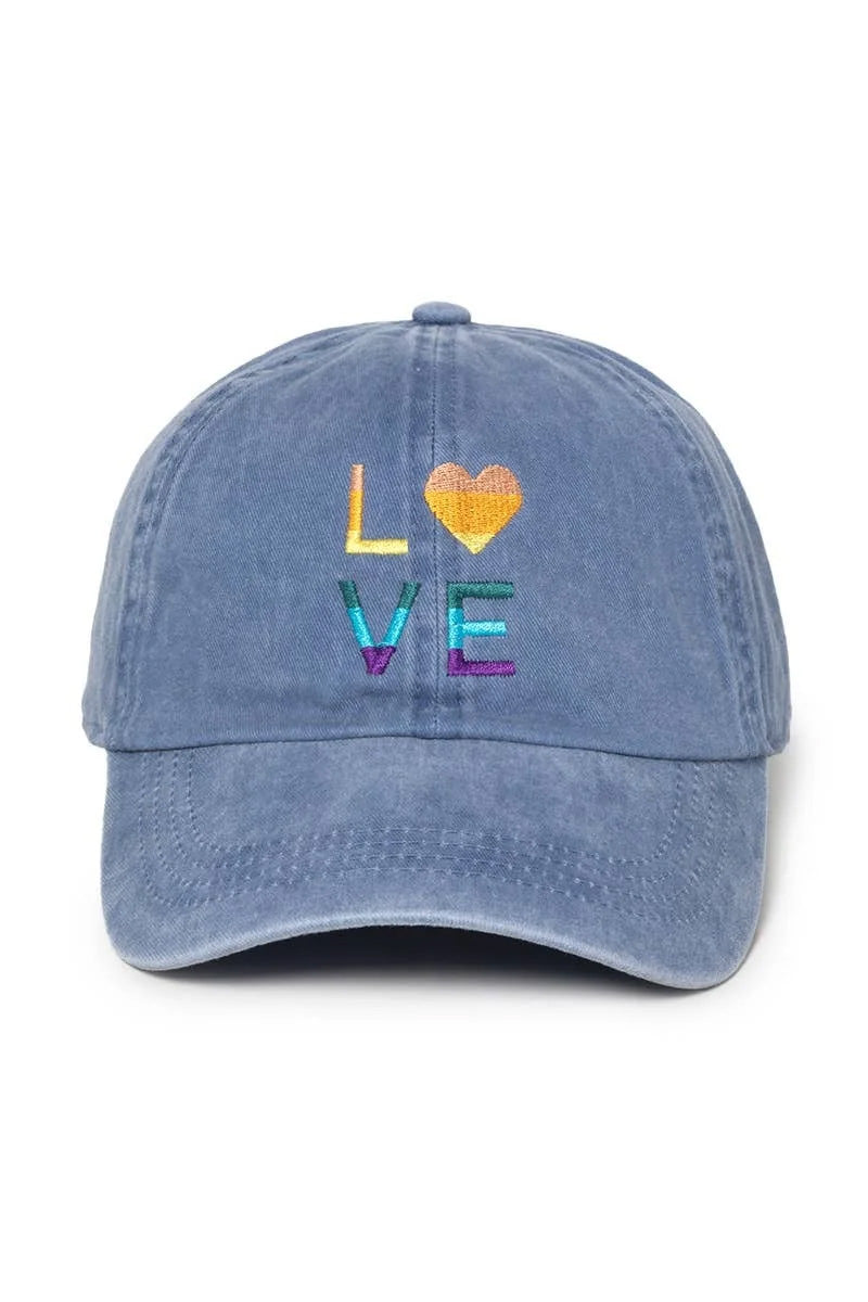 Multi Color Love Emb Cotton Baseball Cap
