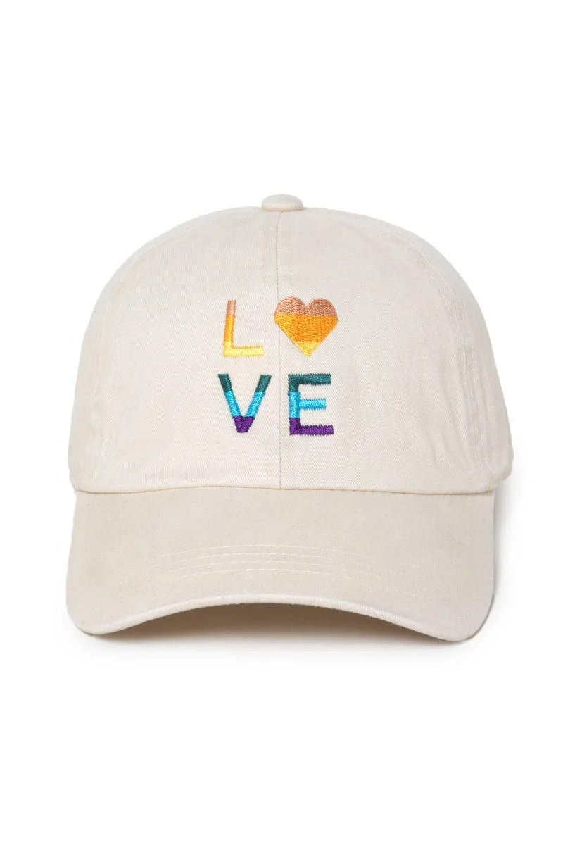 Multi Color Love Emb Cotton Baseball Cap
