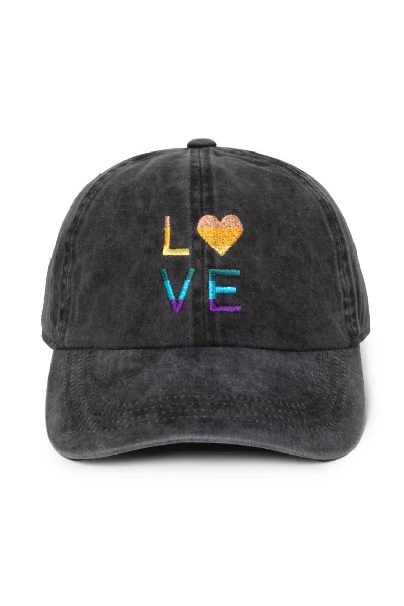 Multi Color Love Emb Cotton Baseball Cap