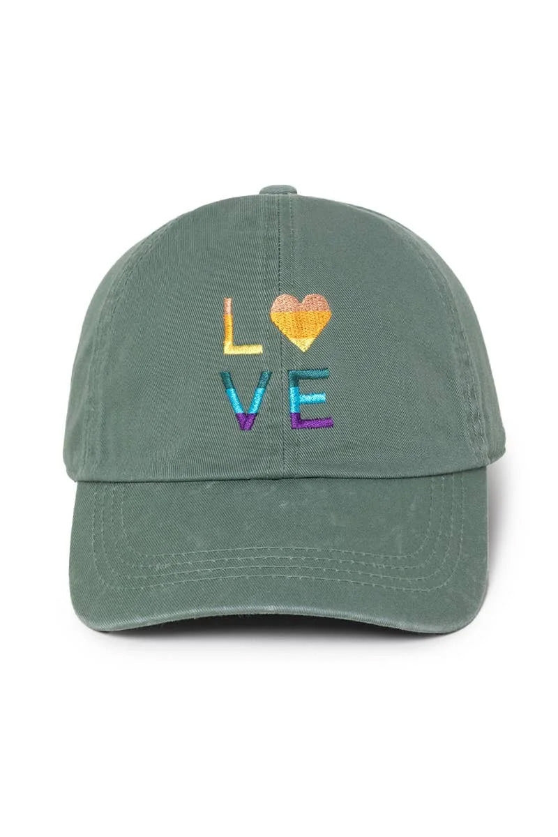 Multi Color Love Emb Cotton Baseball Cap