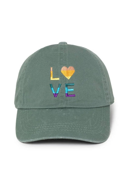 Multi Color Love Emb Cotton Baseball Cap