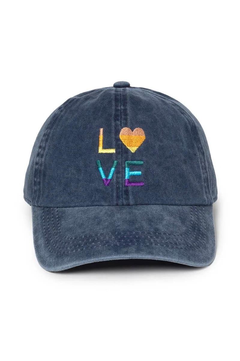 Multi Color Love Emb Cotton Baseball Cap
