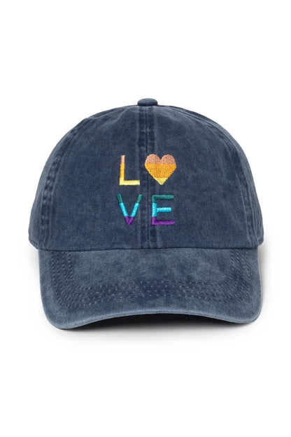 Multi Color Love Emb Cotton Baseball Cap