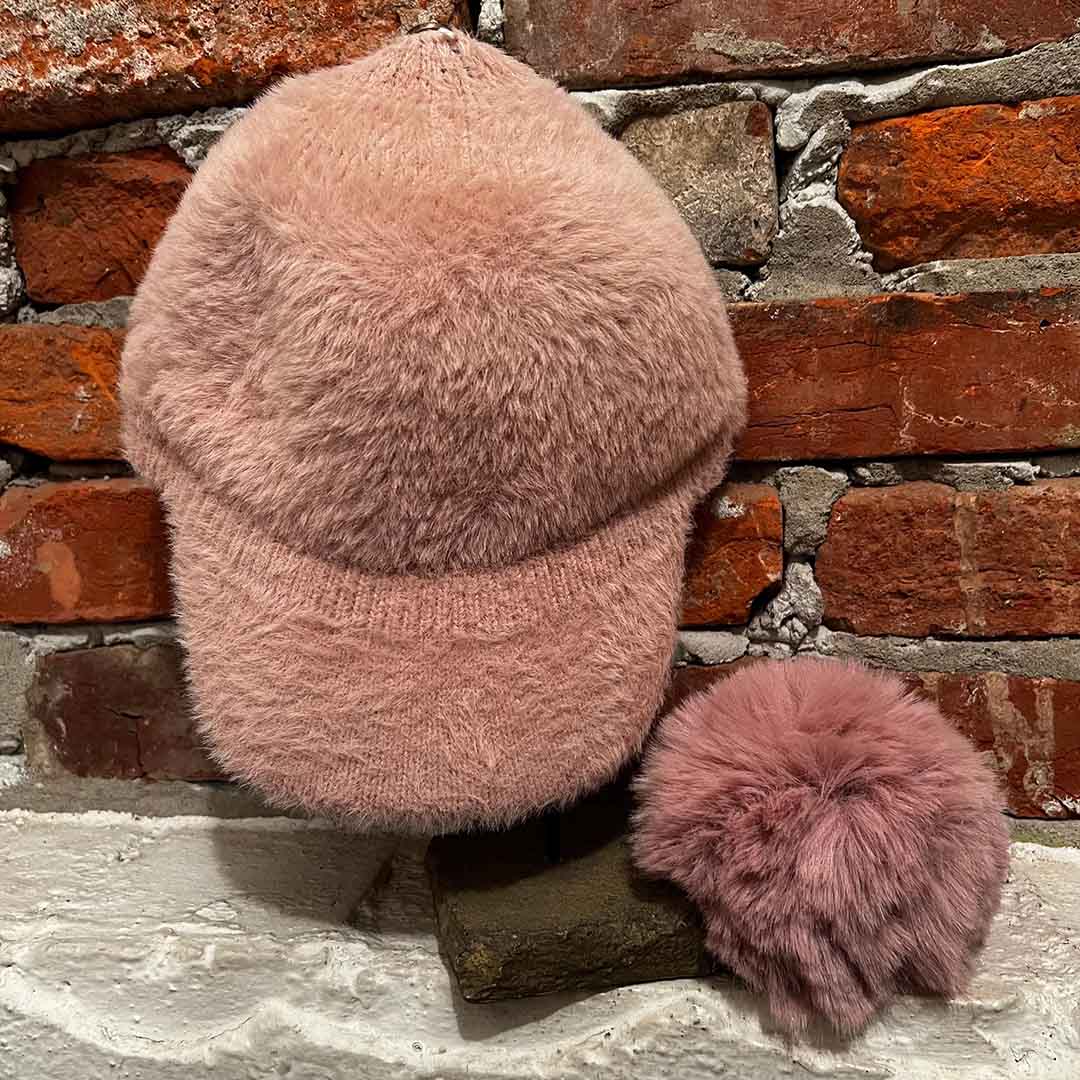Fuzzy Pom Pom (Detachable) Baseball Cap