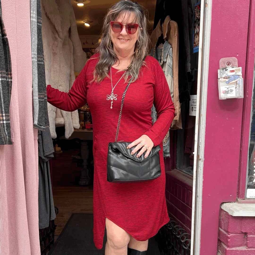 Ribbed Red Dress