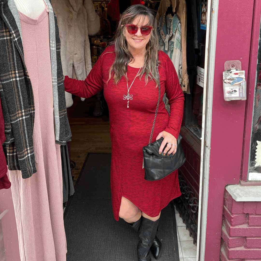 Ribbed Red Dress