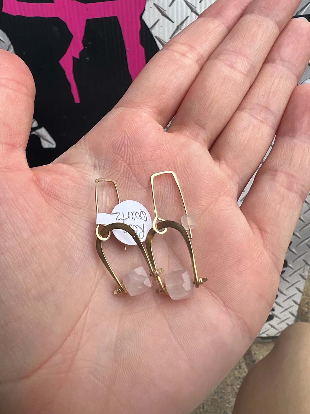 Rose Quartz Crystal Drop Earrings