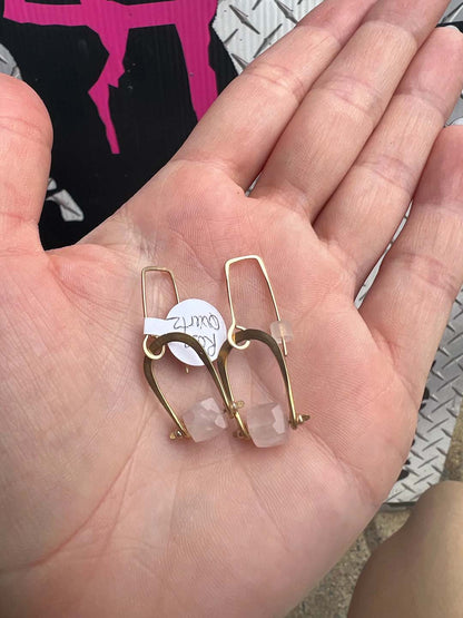 Rose Quartz Crystal Drop Earrings