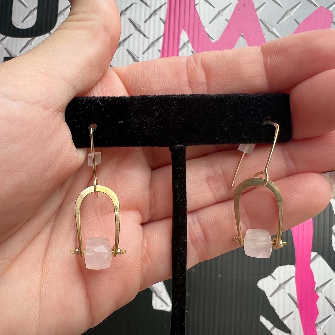 Rose Quartz Crystal Drop Earrings
