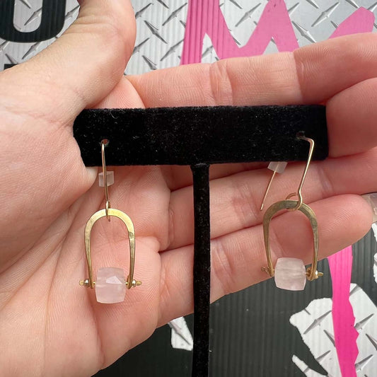 Rose Quartz Crystal Drop Earrings