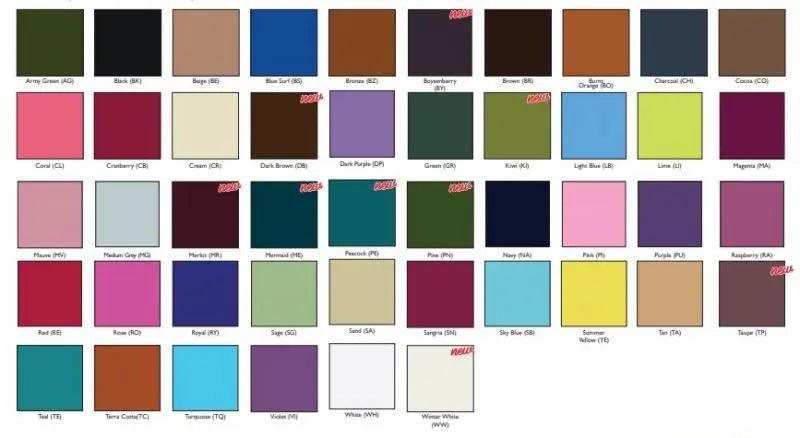 Shrug color swatch grid with assorted solid color options