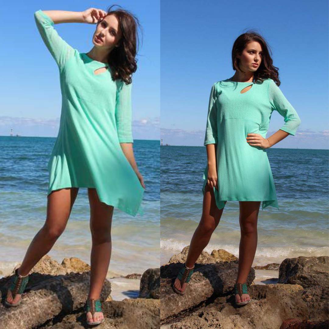 Seafoam Green Cutout Tunic Dress