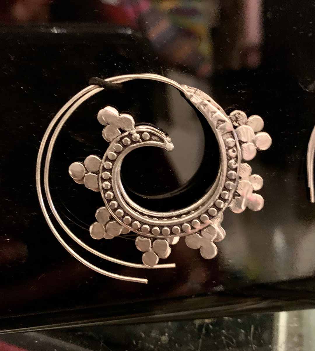 Silver Spiral Hoops Boho Earrings