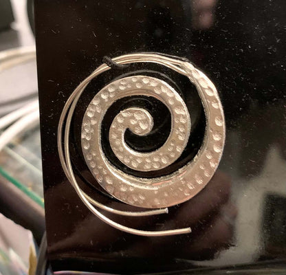 Silver Spiral Hoops Boho Earrings
