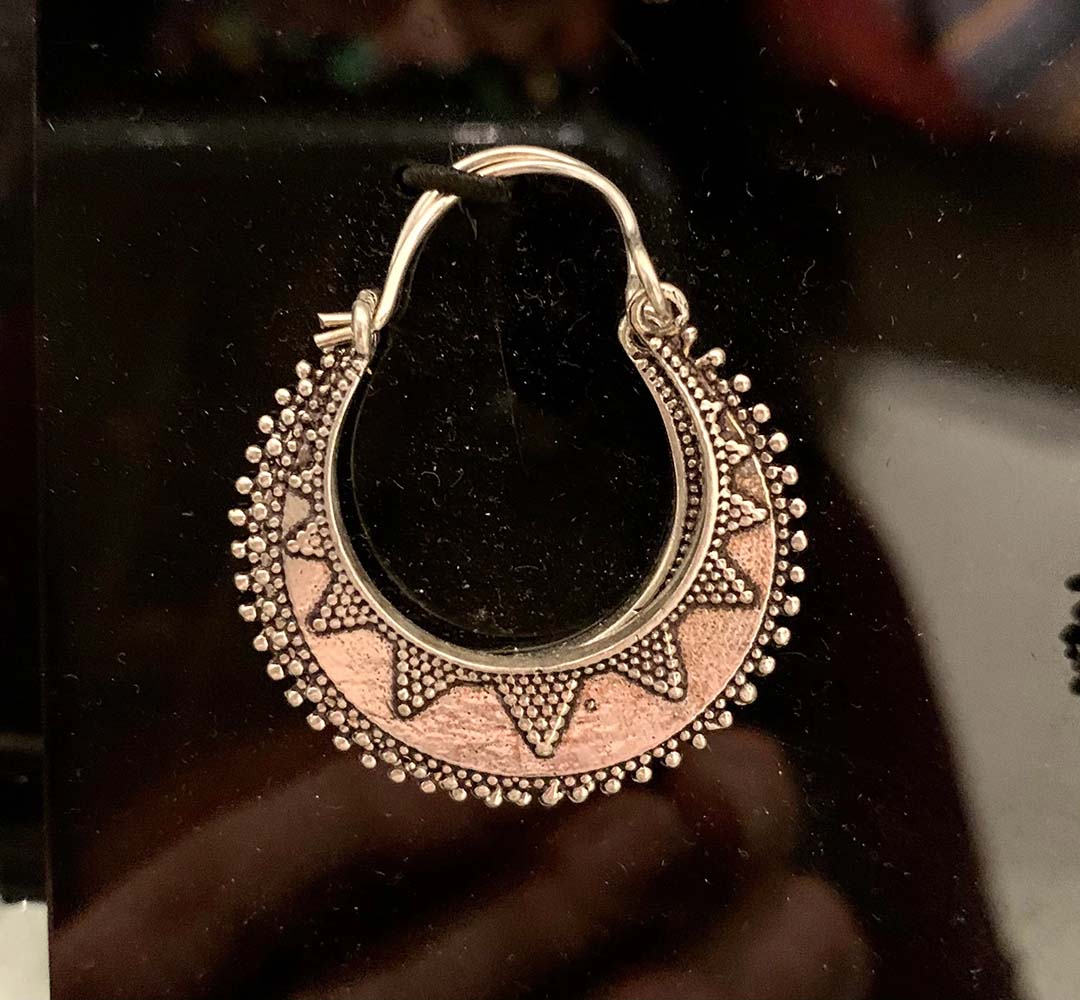 Silver Tribal Hoops Boho Earrings