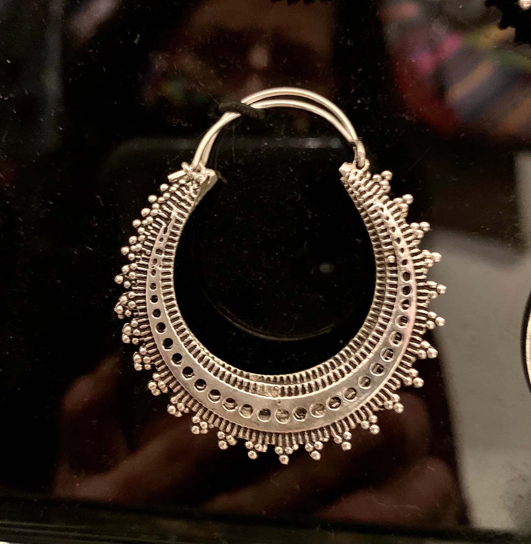 Silver Tribal Hoops Boho Earrings