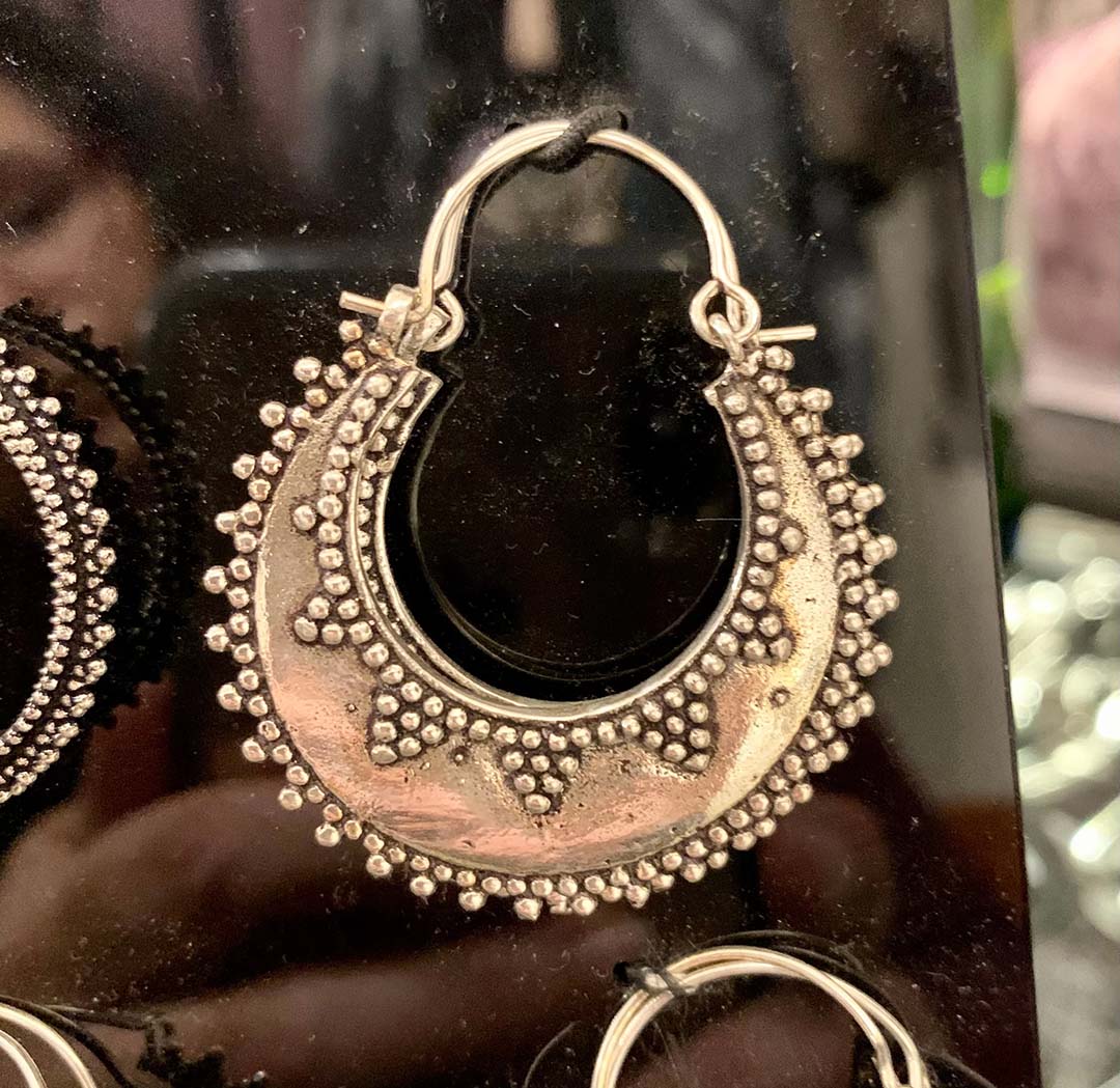 Silver Tribal Hoops Boho Earrings