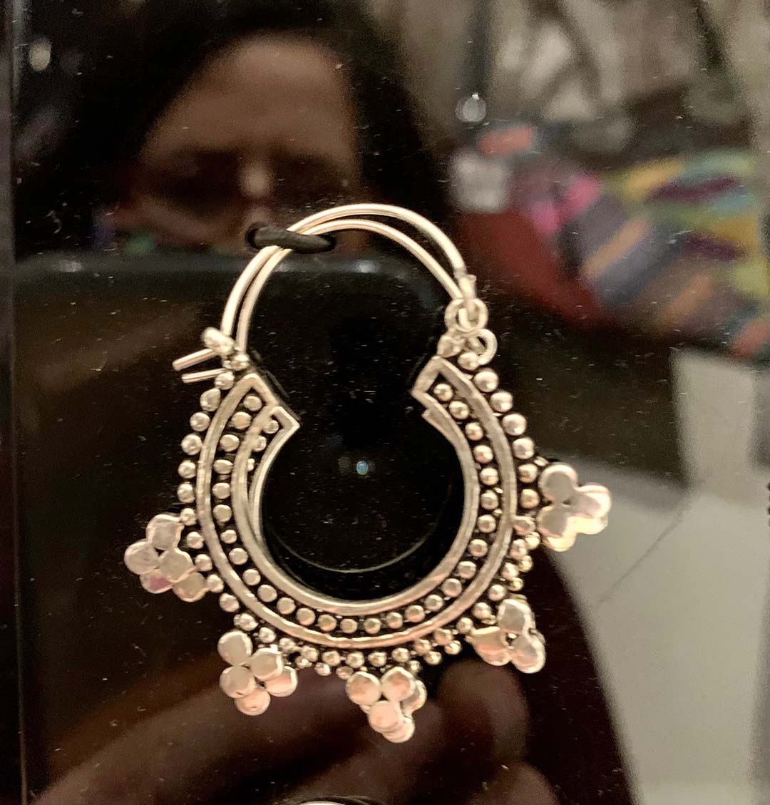 Silver Tribal Hoops Boho Earrings