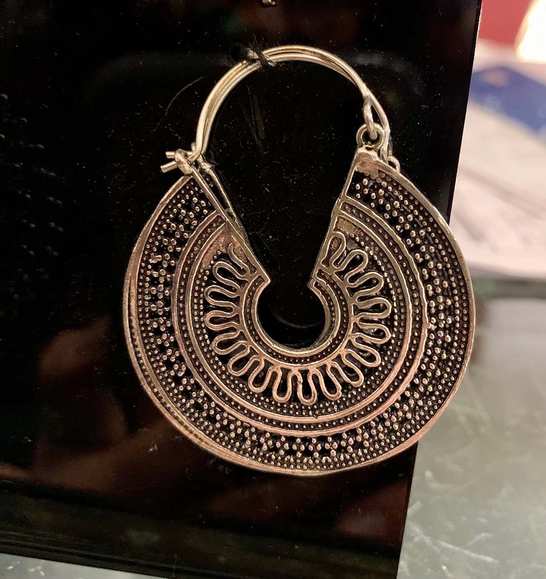 Silver Tribal Hoops Boho Earrings