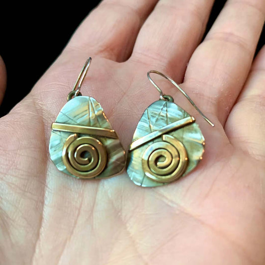 Spiral Bean Mixed Metal Earrings