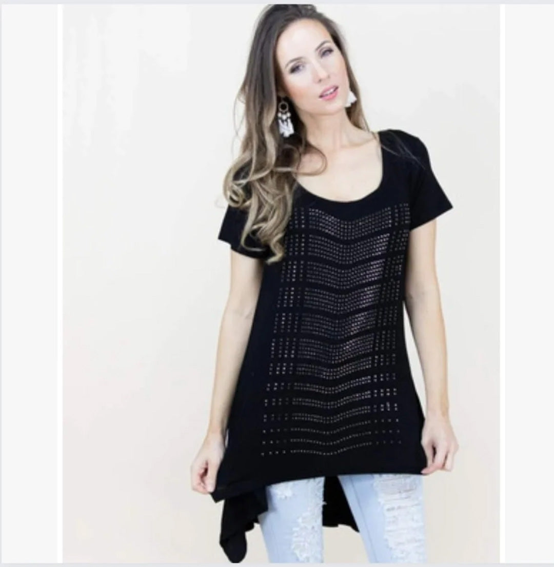 Studded Sparkle Hi Lo Tee Shirt