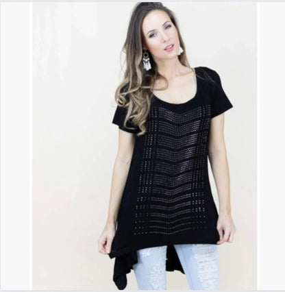 Studded Sparkle Hi Lo Tee Shirt
