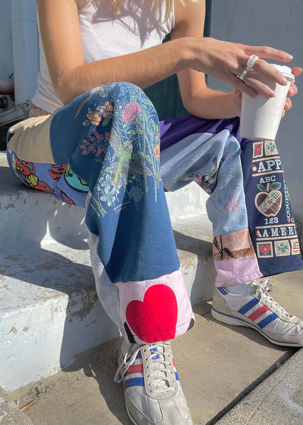 Upcycled Sweatshirt Patchwork Pants
