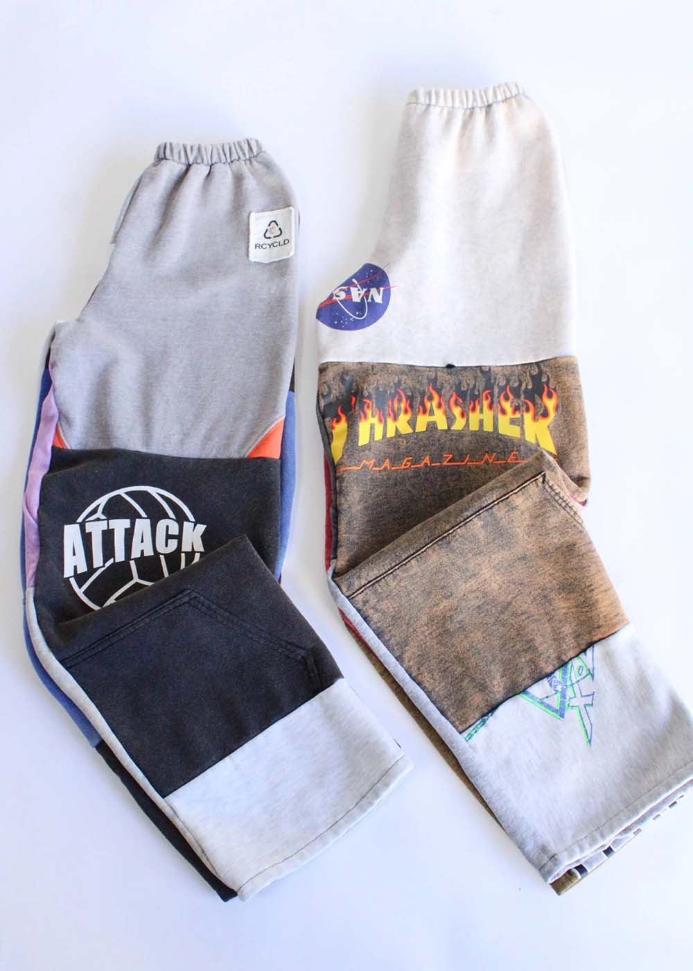 Upcycled Sweatshirt Patchwork Pants