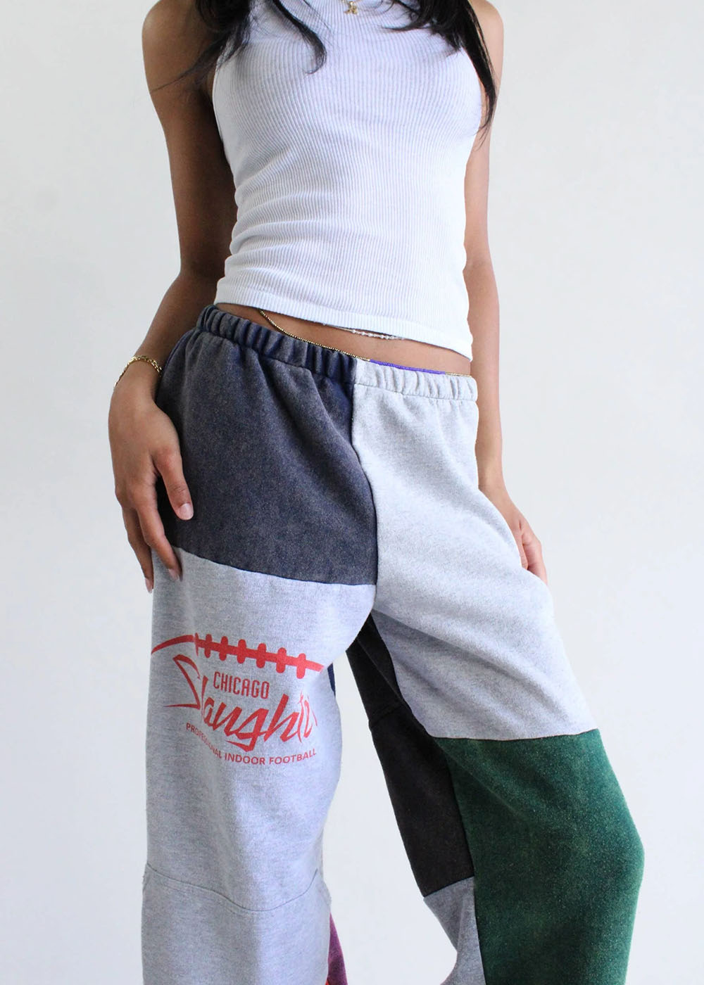 Upcycled Sweatshirt Patchwork Pants