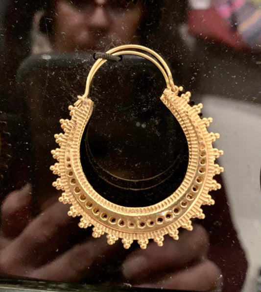 Gold Tribal Hoops Boho Earrings
