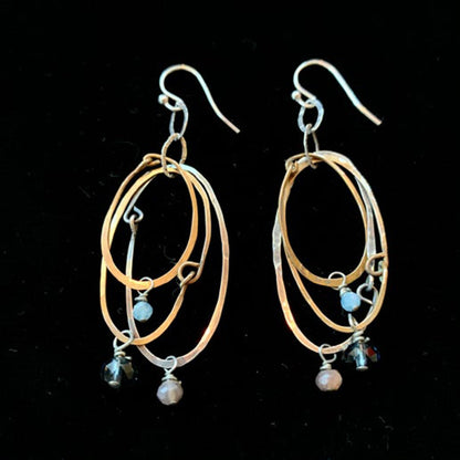 Delicate Triple Hoop And Crystals Earrings