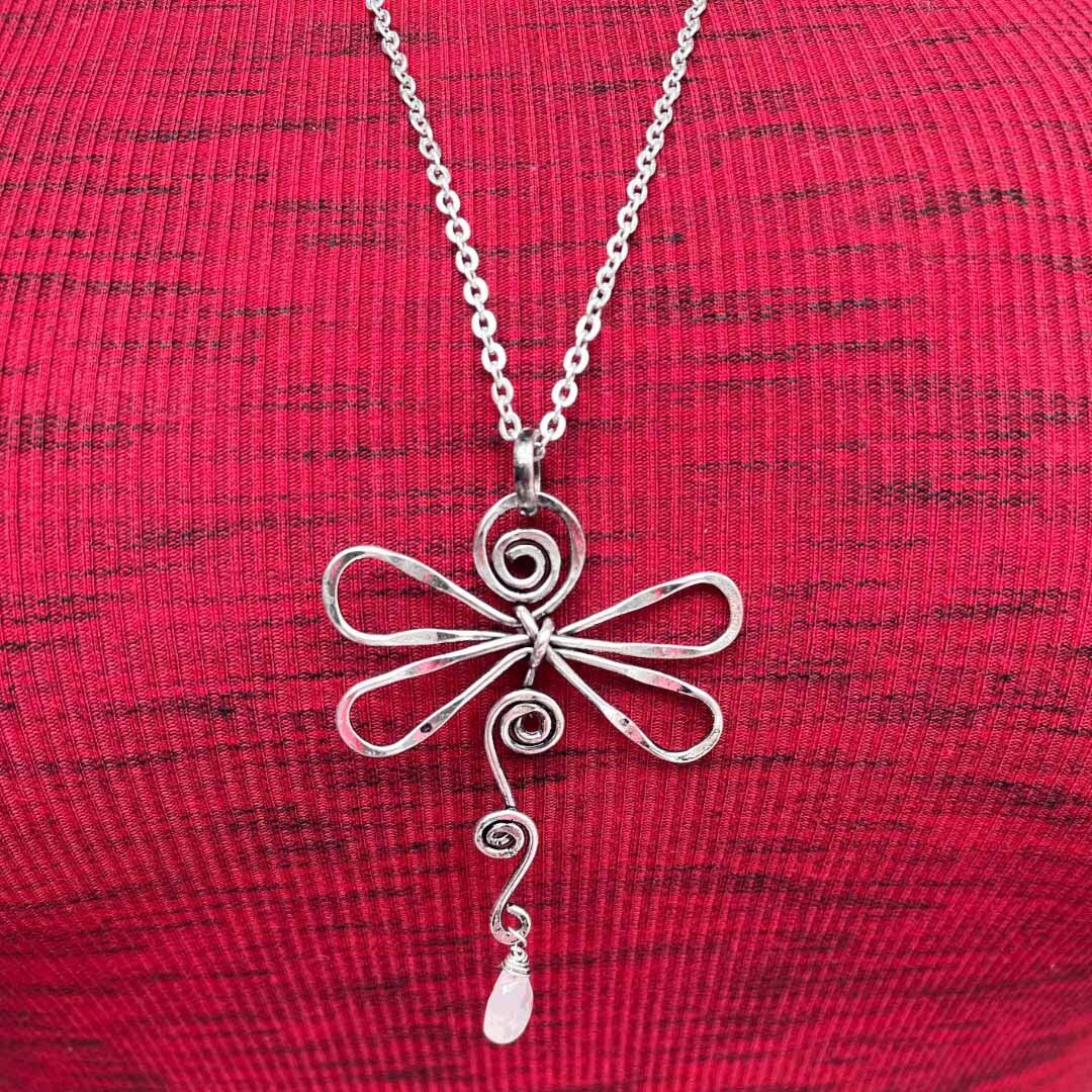 Twisted Metal Dragonfly Necklace