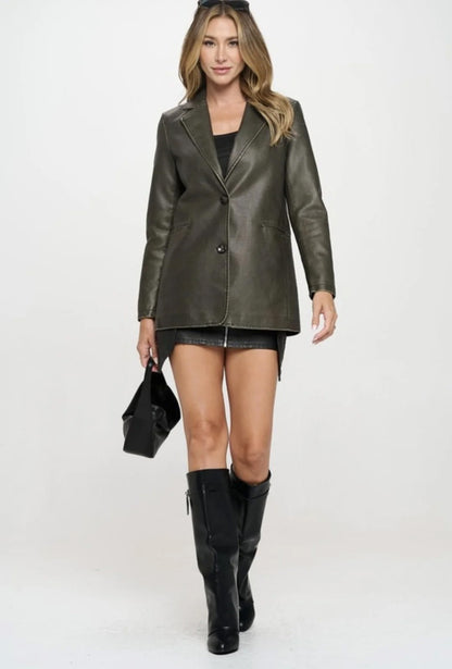 Vegan Leather Blazer