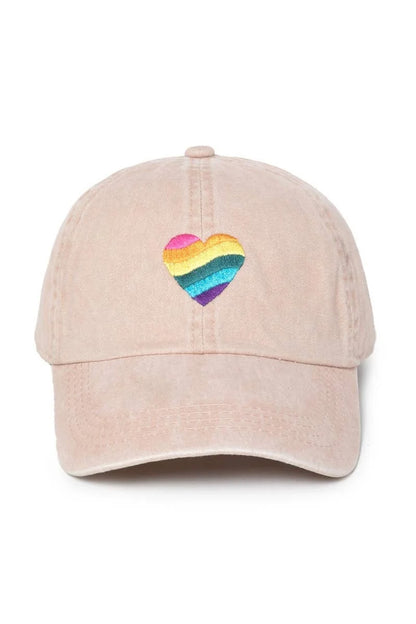 Wave Rainbow Heart Emb Cotton Baseball Cap.