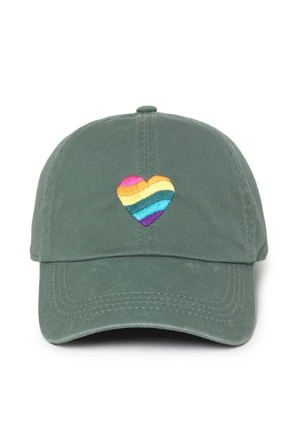 Wave Rainbow Heart Emb Cotton Baseball Cap.
