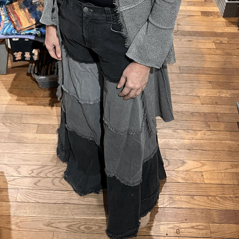 Wide Leg Tri-Colored Jeans