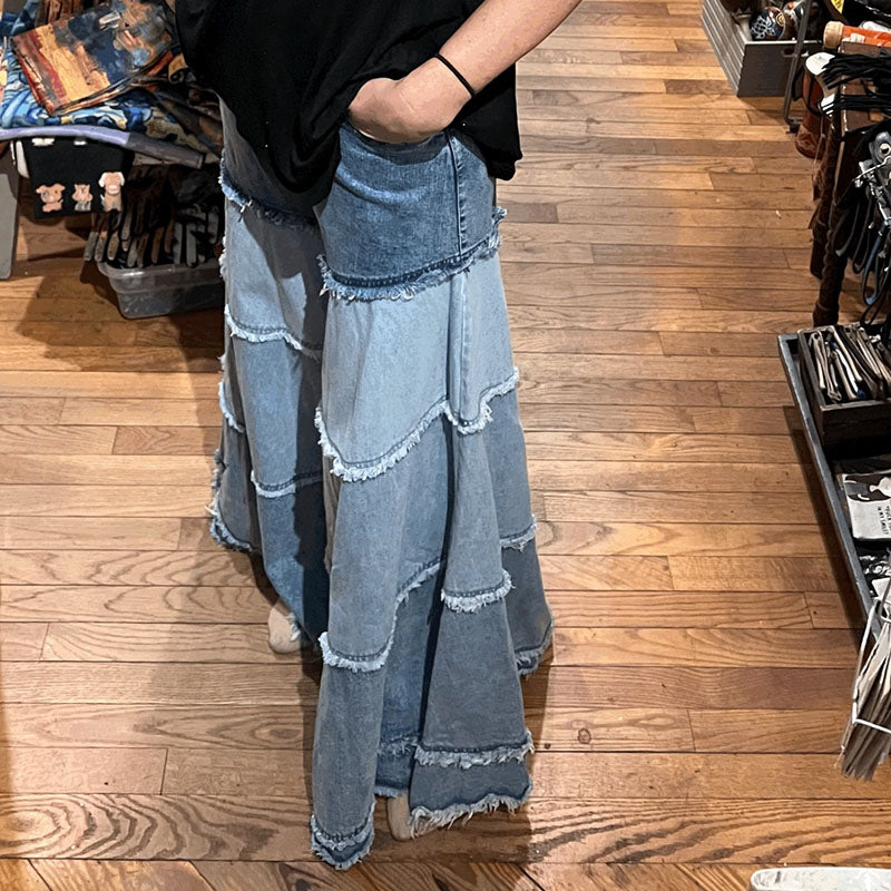 Wide Leg Tri-Colored Jeans