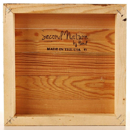 Reclaimed wood sign back with brand text and “Made in the USA” stamp