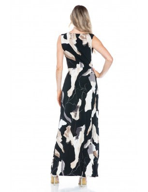 Plunging V-neck Maxi Dress - Tritone Floral
