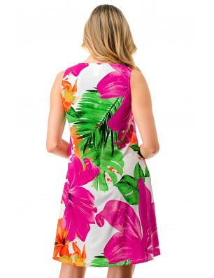 Zippered V-neck Floral Dress