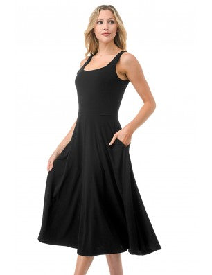 Simple, Black Tank Dress with Pockets