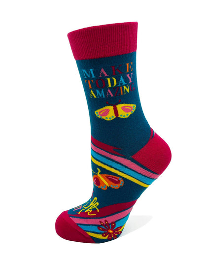 Think Happy Thoughts Make Today Amazing Women's Crew Socks