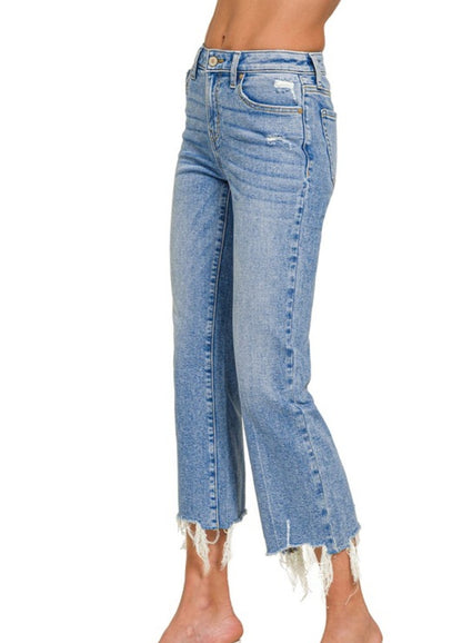 Raw Edge Cropped Denim Jeans