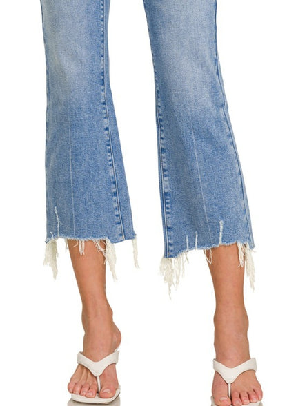 Raw Edge Cropped Denim Jeans