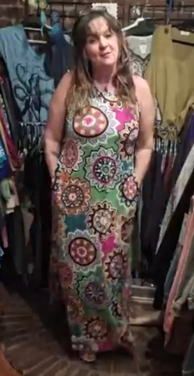 Mandala Maxi Dress with Pockets