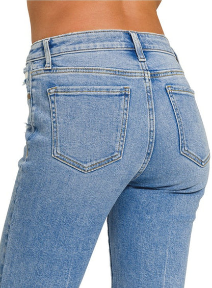 Raw Edge Cropped Denim Jeans