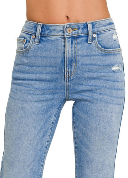 Raw Edge Cropped Denim Jeans