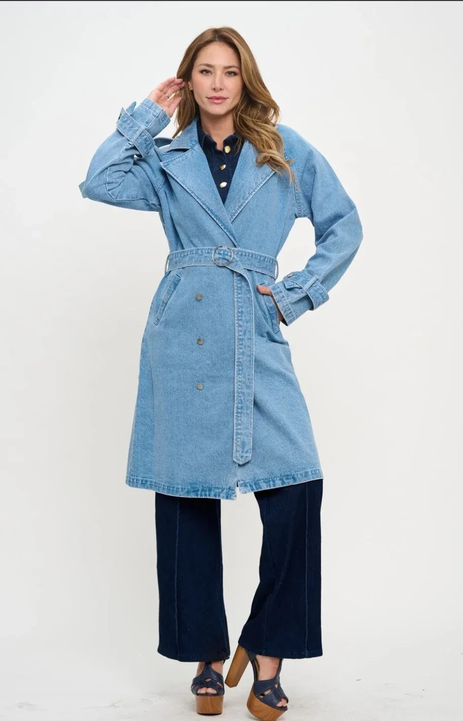 denim trench dress Chic Reinvented Trench Maxi Dress (Denim) Selina's Closet