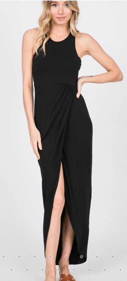 Sleeveless Wrap Maxi Dress